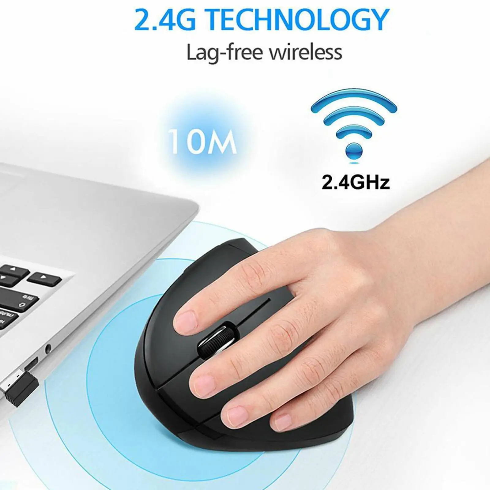 Bluetooth Ergonomic Mouse For Laptop PC Desktop Cellphone Adjustable DPI 800/1200/1600 6 Buttons Wireless Vertical Mouse