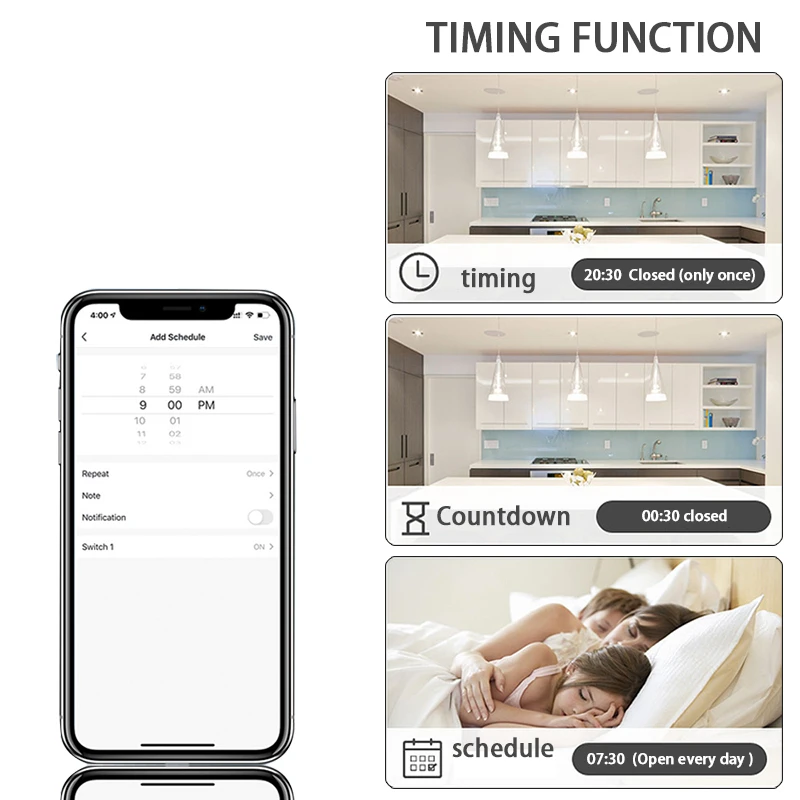 1/2/3 Gang สวิตช์ผนังไร้สาย RF 433Mhz สวิทช์สำหรับแผ่นเรืองแสง Mini Smart Switch สมาร์ทโฮมตัวรับสัญญาณ Apartment ที่อยู่อาศัย