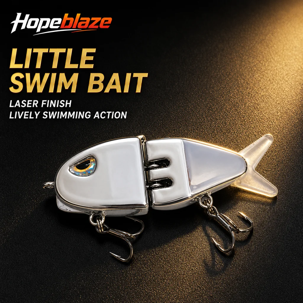 Hopeblaze Mini Multi Jointed Hard Swimbait Shiny Silver Finish S‑Action Swimming Lure Bass Pike Trout Snakehead Freshwater Bait