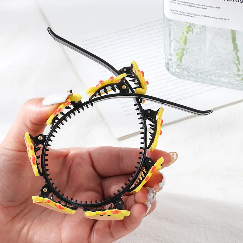 Children's Cartoon Headband Little Girl Pressure Hairpin Broken Hair Finishing Hair Accessories Girl Braided Headband Rainbow