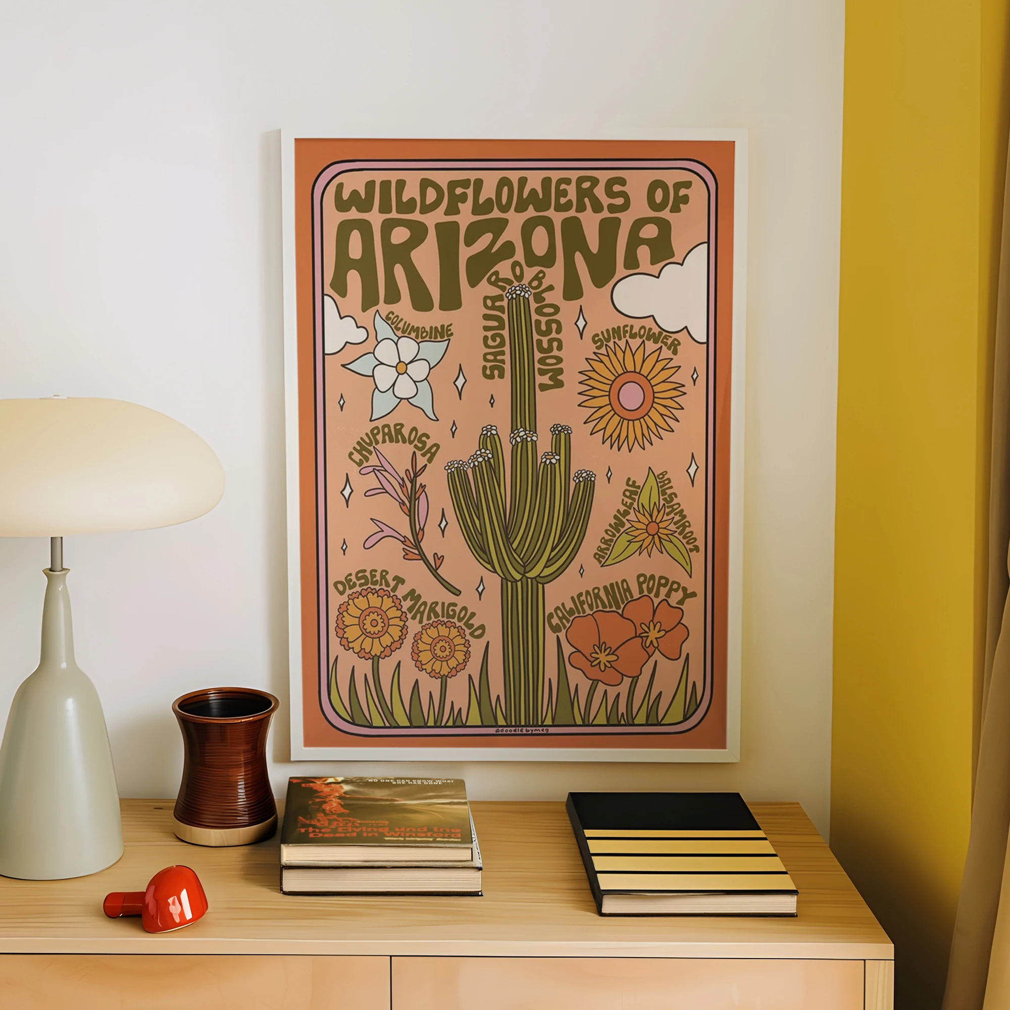 Retro Wildflowers Of Arizona Wall Art Print Canvas Painting Poster Picture For Living Room,Bedroom Home Decor