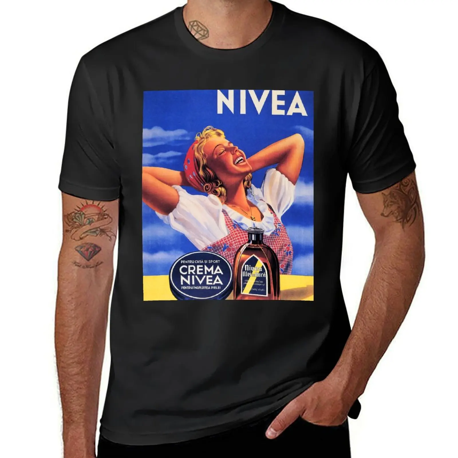 CREMA NIVEA Vintage Germany Cosmetics Lotion Cream Retro Advertisement T-Shirt summer clothes for a boy T-shirt men