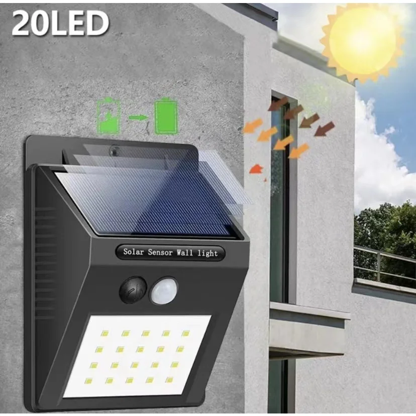 Luminária Solar Luz Led Com Sensor 20led