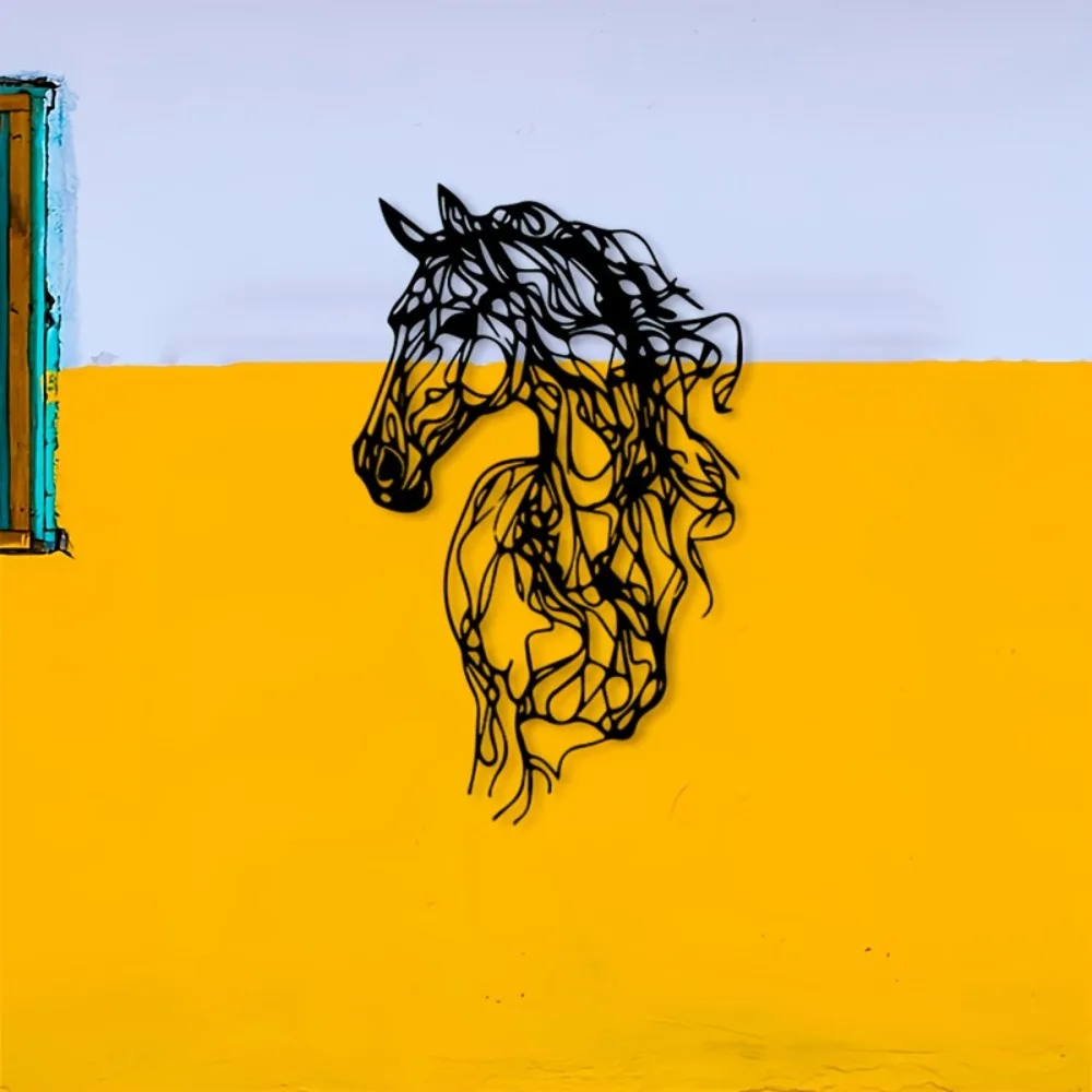 CIFbuy Metal Wall Art Vintage Galloping Horse Sculpture Elegant Iron Decor for Home & Garden