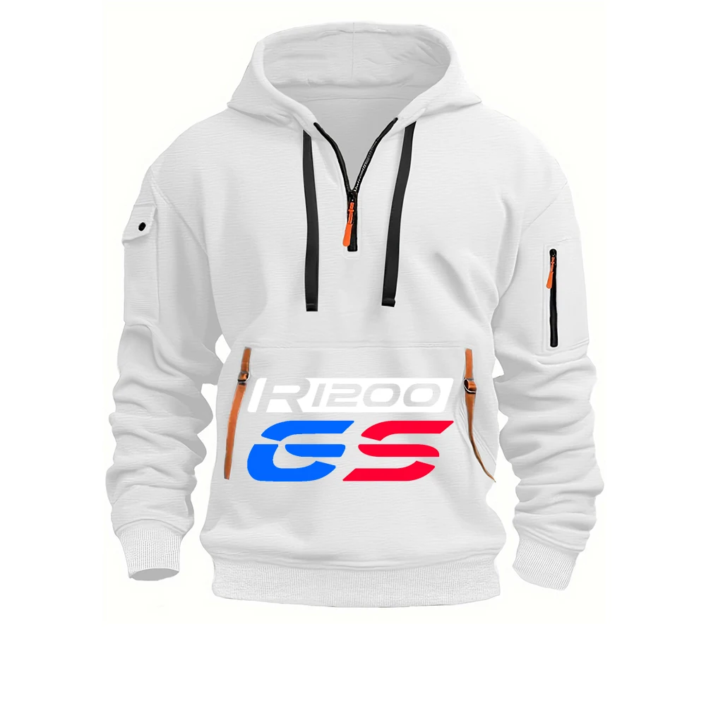 

2025 весенне-осенний мужской мотоциклетный пуловер GS R 1200, пуловер с принтом логотипа на половину молнии, модные толстовки, универсальное пальто премиум-класса