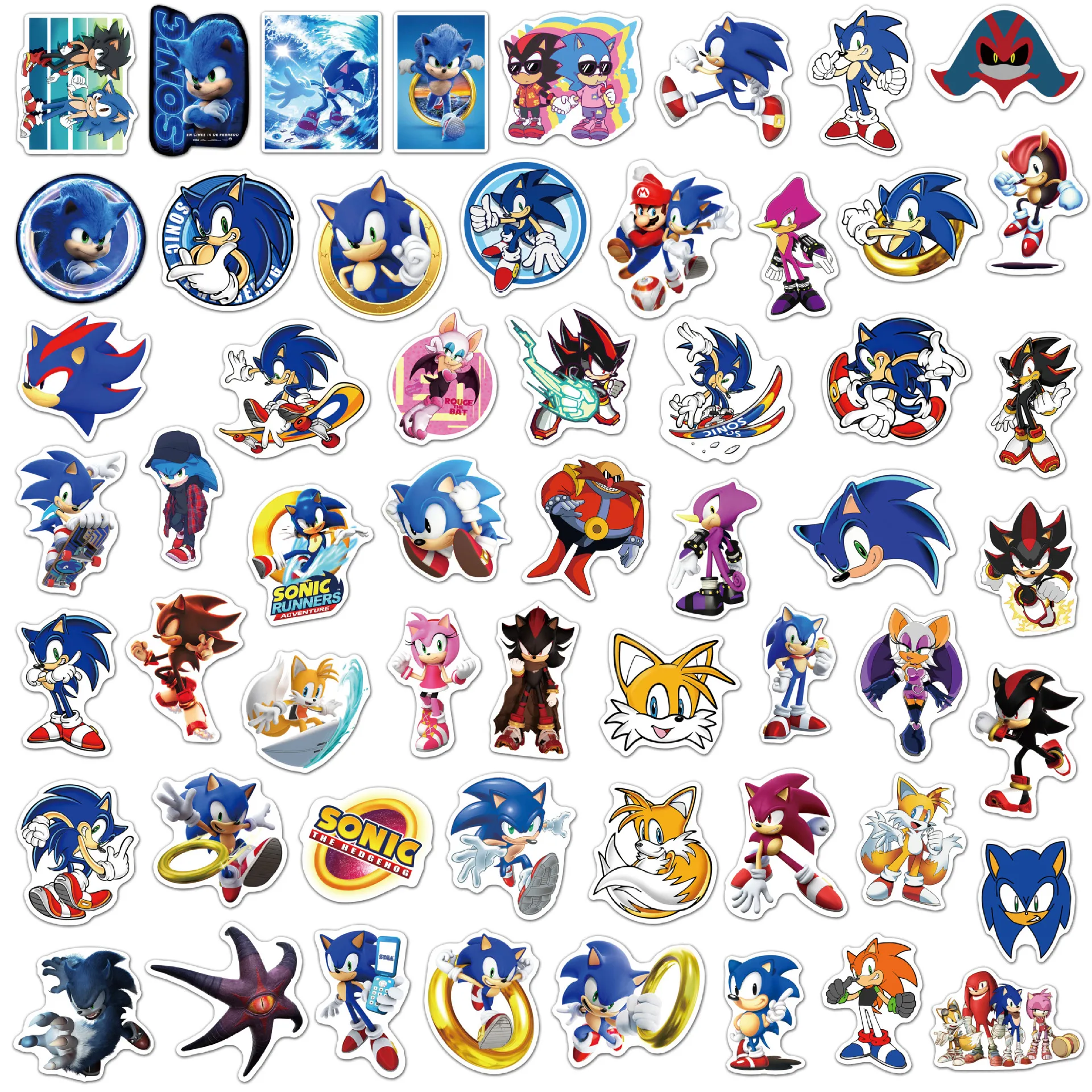 50Pcs Japan Sonics The Hedgehog Flash Anime Stickers Graffiti Phone Cartoon Stickers Toy Decal Kids Party Video Hero Game Toy