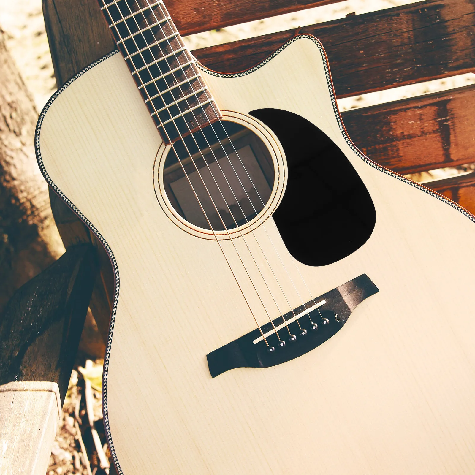 Black Adhesive Waterdrop Acoustic Guitar Pickguard Celluloid Scratch Resistant Surface Protector Guitar Accessory