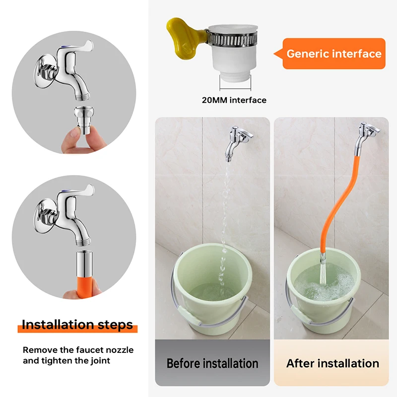 Kitchen Faucet Extension Hose Bathroom 360° Rotation Bending Faucet Extender Wash Basin Water Saving Tap Filter Extension Tube