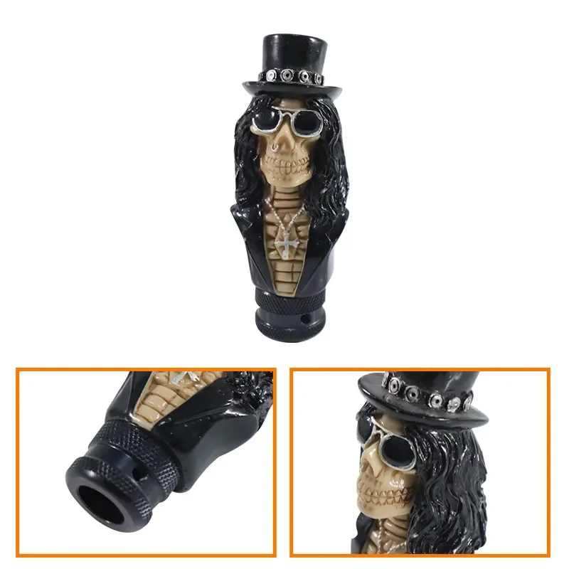 for Universal Car Manual Transmission Gear Shift Knob Hat Wearing Skull Head Decorative Modified Wave Stick Lever Handle