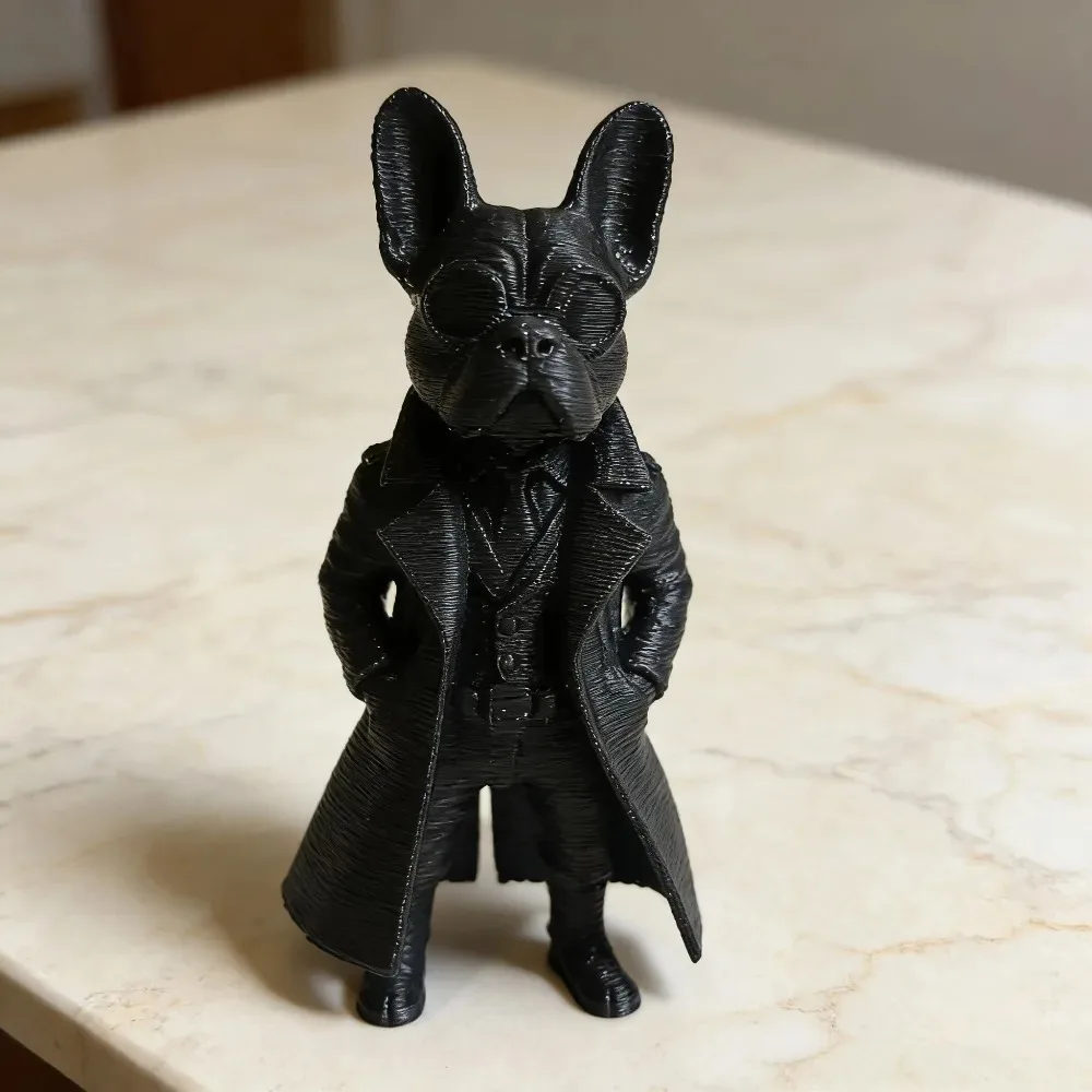 Bulldog Gentleman Statue Ornament, French Bulldog Gentleman Detective Sculpture, Cool Windbreaker Sunglasses Shaped Handicrafts