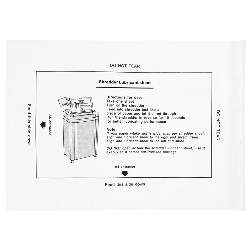 Feuilles de lubrifiant pour déchiqueteuse de papier, huile lubrifiante, type de papier portable, 12 pièces