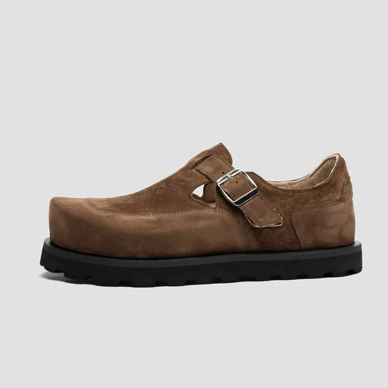 Genuine Leather Designer Luxury Shoes Men's Loafers Casual Breathable Outdoor Thick Sole Platform Leather Shoes Male Flats