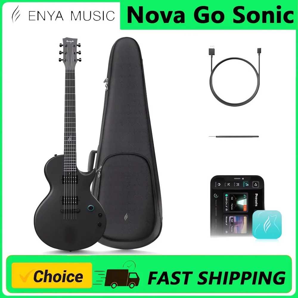 Enya Electric Guitar Nova Go Sonic Smart Electric Carbon Fiber Guitarra with 10W Wireless Speaker, Onboard Presets, All-in-One