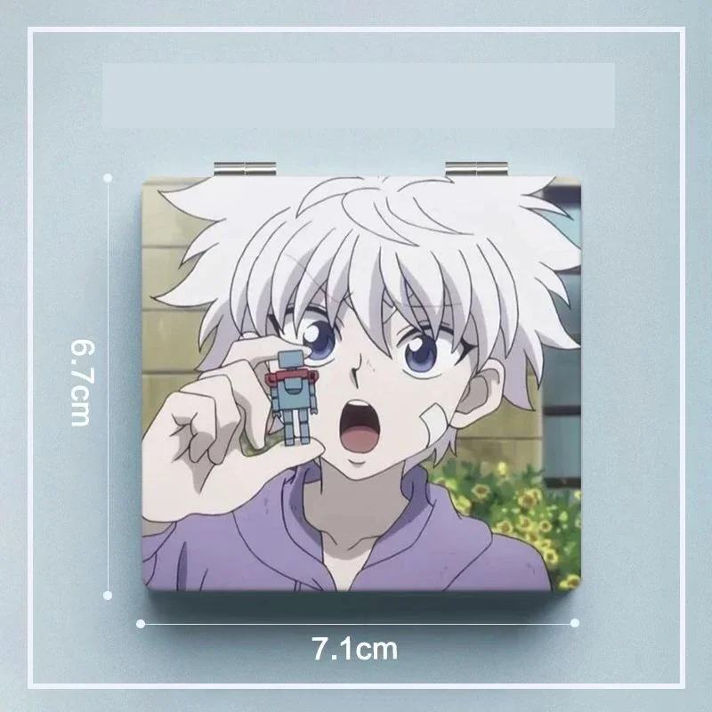 7x6 ซม.,Hunter X Hunter,พับกระจกแต่งหน้าสองด้าน,แบบพกพา,อะนิเมะน่ารักเด็กผู้หญิง,แว่นขยาย,สแควร์,MINI LIGHT