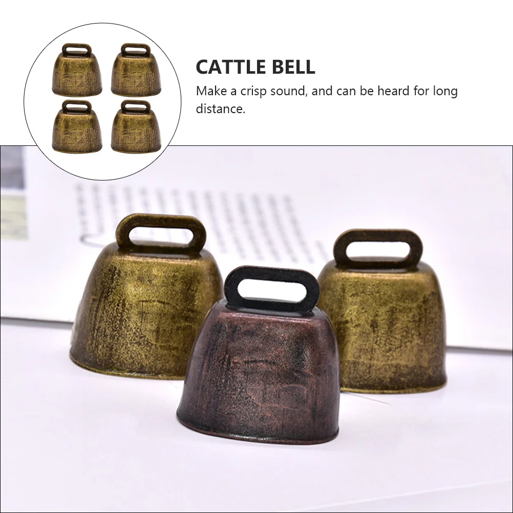 4 Pcs Metal Cow Bell Iron Grazing Bells Sheep Cowbells Brass Tinkle Farming Accessories Anti-lost