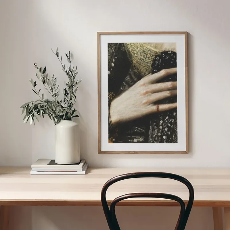 Renaissance Woman Hand Portrait Poster Elegant Feminine Baroque Canvas Painting Gallery Eclectic Wall Art Living Room Home Decor #4