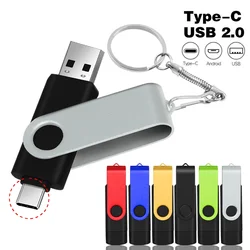 휴대폰용 TYPE-C USB 플래시 드라이브, 블루 회전식 메모리 스틱, 그린 펜 드라이브, 블랙 실제 용량, 2 in 1, 128GB, 64GB