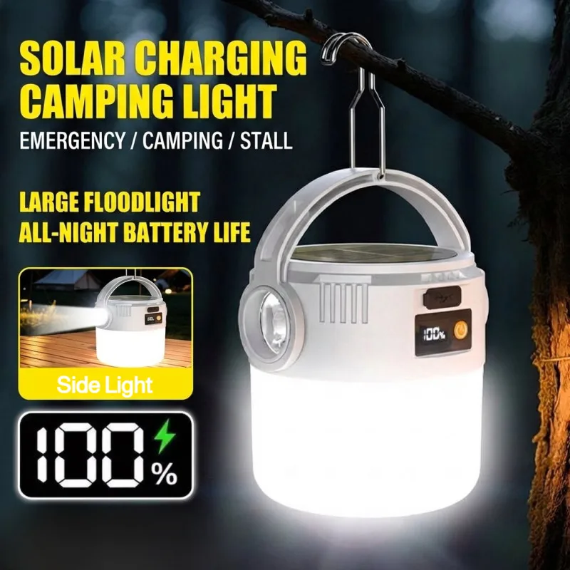 Solar Camping Lantern USB Rechargeable Portable Waterproof Outdoor Emergency Light For Hiking Backpacking Tent CampingActivities
