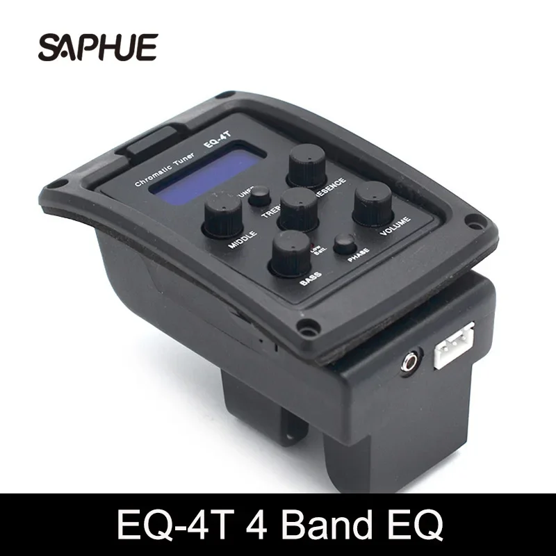 EQ-4T Profesyonel 4 Bant Akustik Gitar Preamp Amplifikatörü, 6.5MM Çıkış Pick-up ve LCD Tuner ile