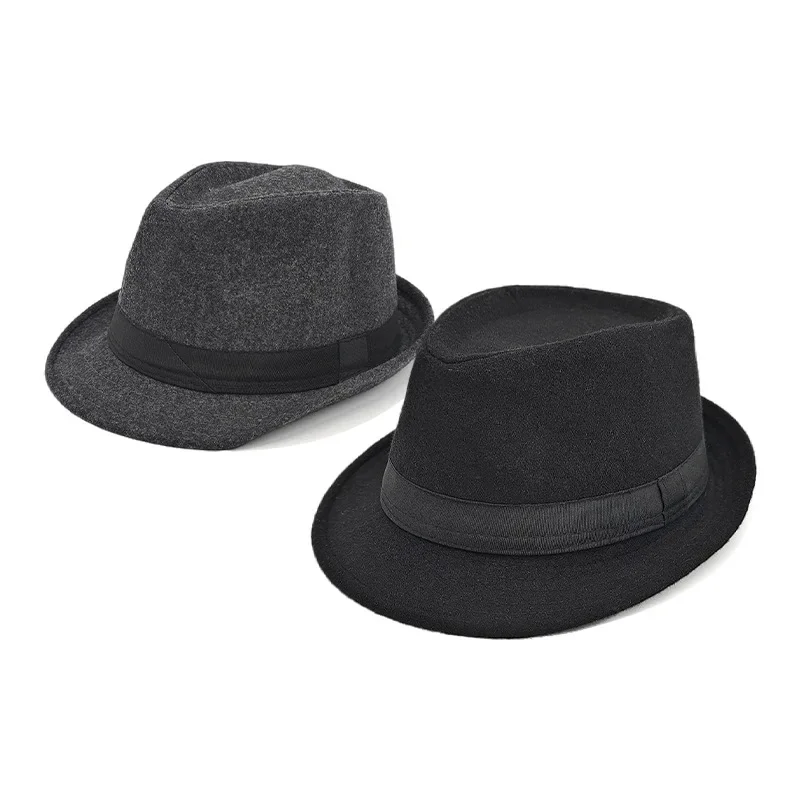 

Vintage Short Brim Wool Fedora Hat for Men - Classic Retro Jazz Gentleman Dress Hat for Party & Dance