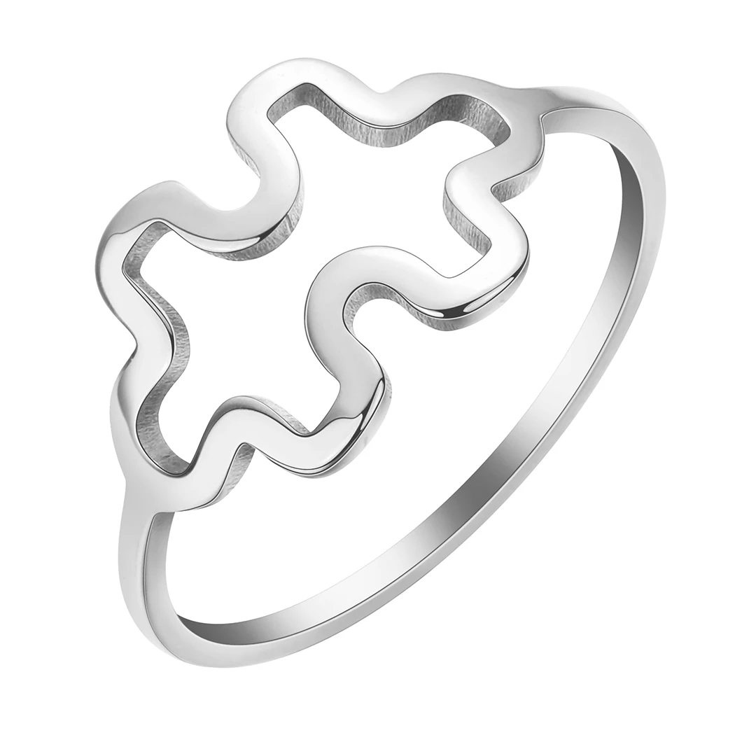 Qiamni Unieke Puzzel Geometrische Vingerring Belofte Roestvrijstalen Paar Feestsieraden Voor Dames Mannen Anillos Mujer Cadeau