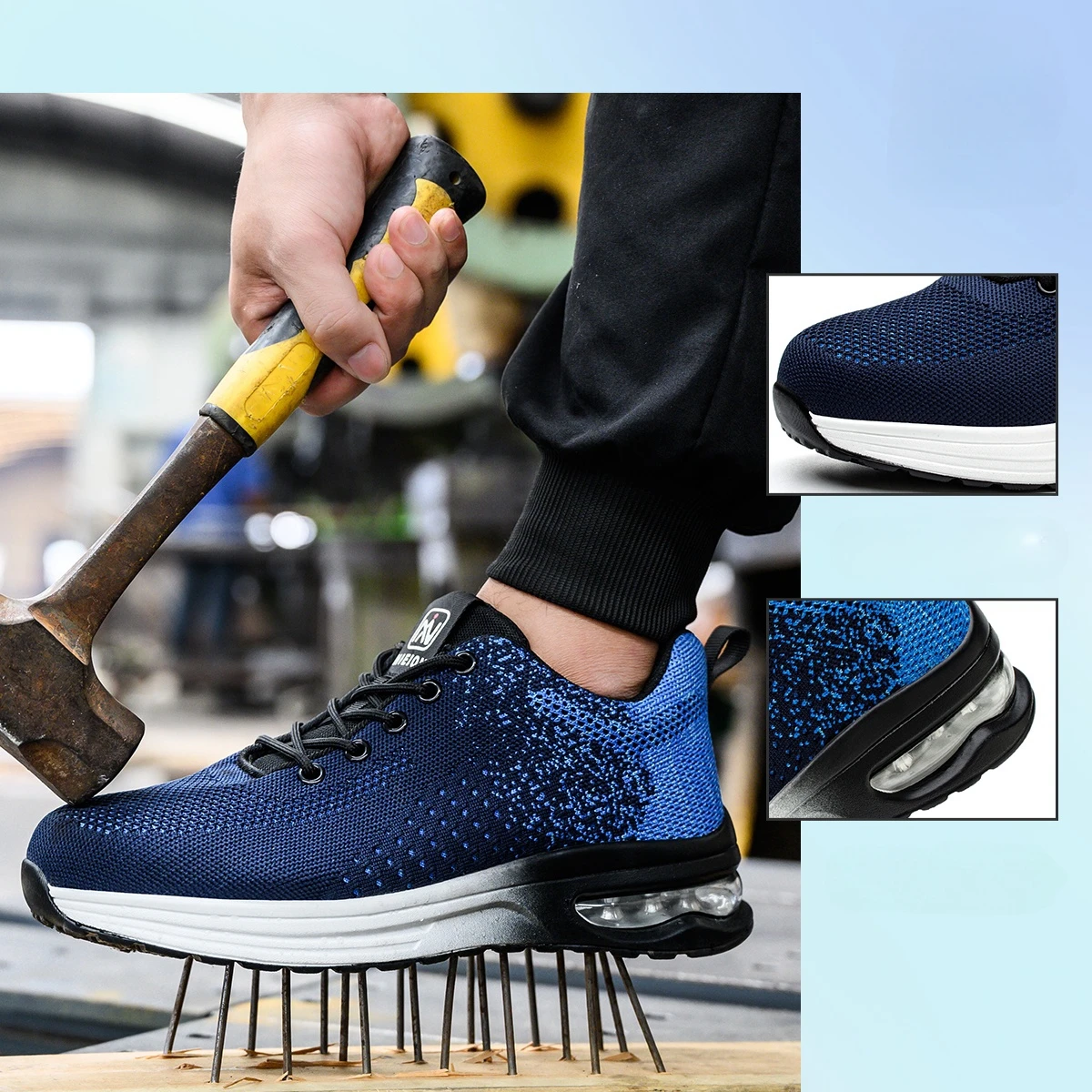 Luchtkussen Werk Veiligheidsschoenen Voor Mannen Vrouwen Ademende Werk Sneakers Stalen Neus Schoenen Anti-Punctie Veiligheidsschoen