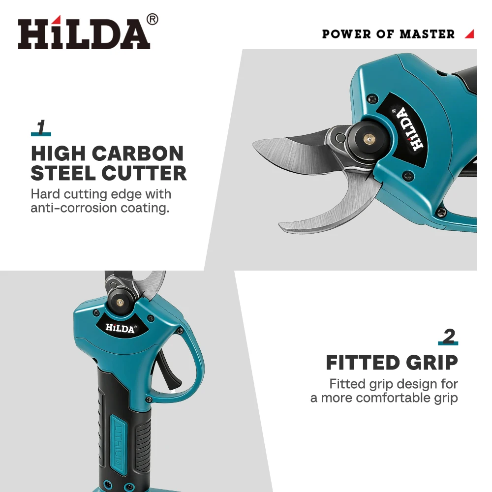 HILDA Electric Pruning Shears Brushless Garden Scissors Professional Flower And Fruit Garden Branch Trimmer For Makita Battery