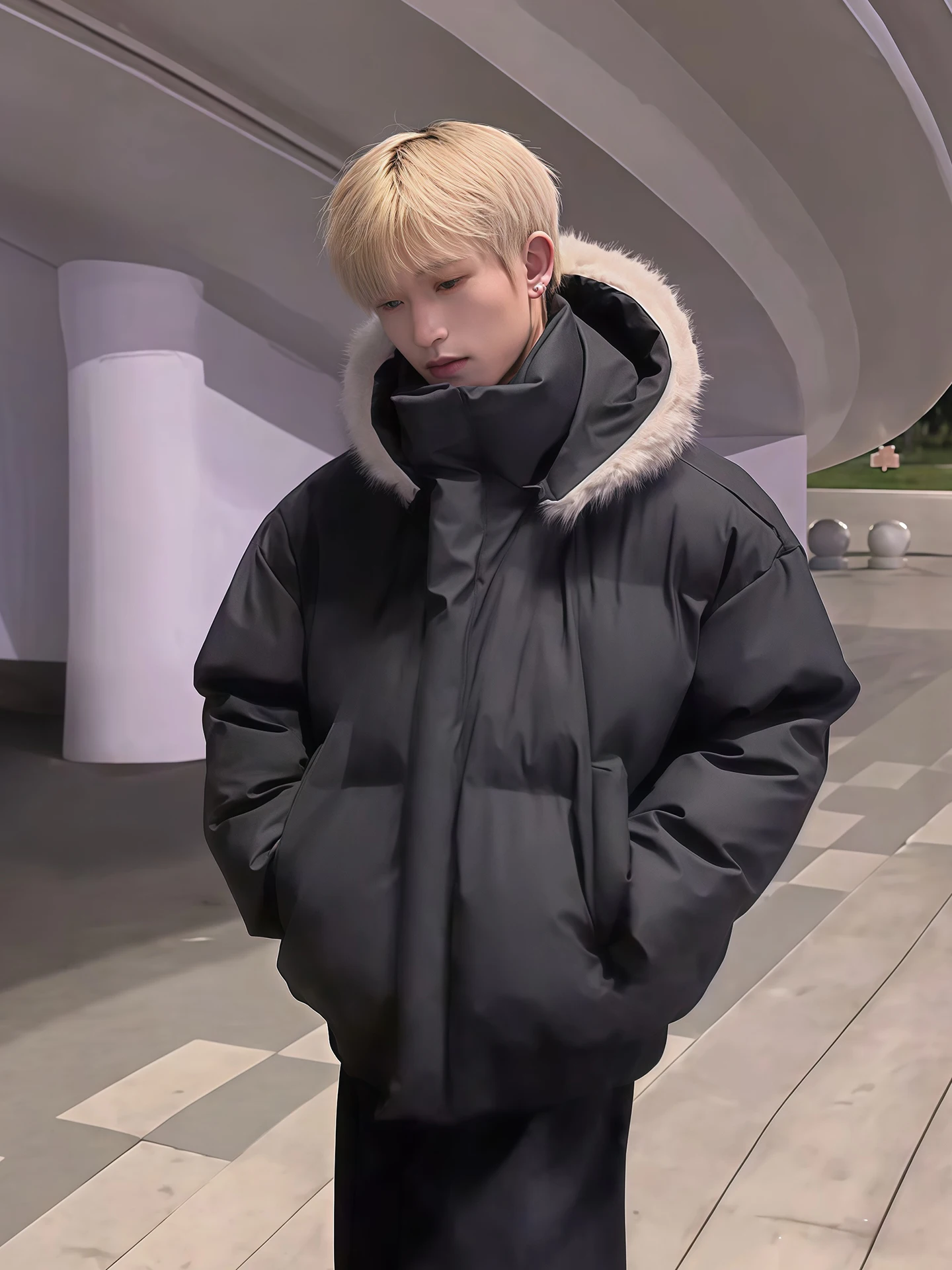 

Мужское зимнее джинсовое пальто из искусственной кожи со съемным меховым воротником Bla, тепло и модное пальто