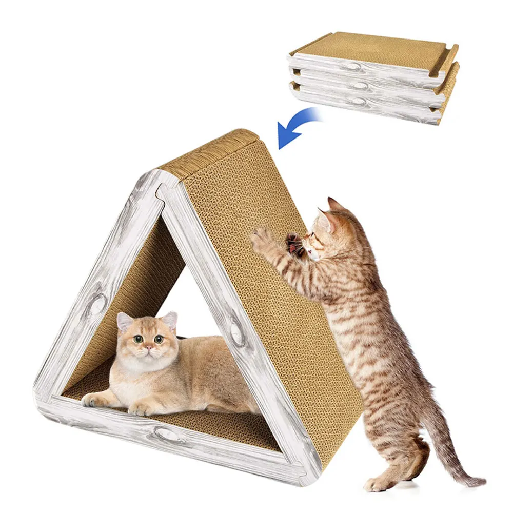 Neuer Vertikaler Katzenturm Dreieckiger Faltbarer Kratzbaum Multifunktionaler 3-in-1 Katzen-Haustierprodukt Katzenmatte 6-Seitig Nutzbar