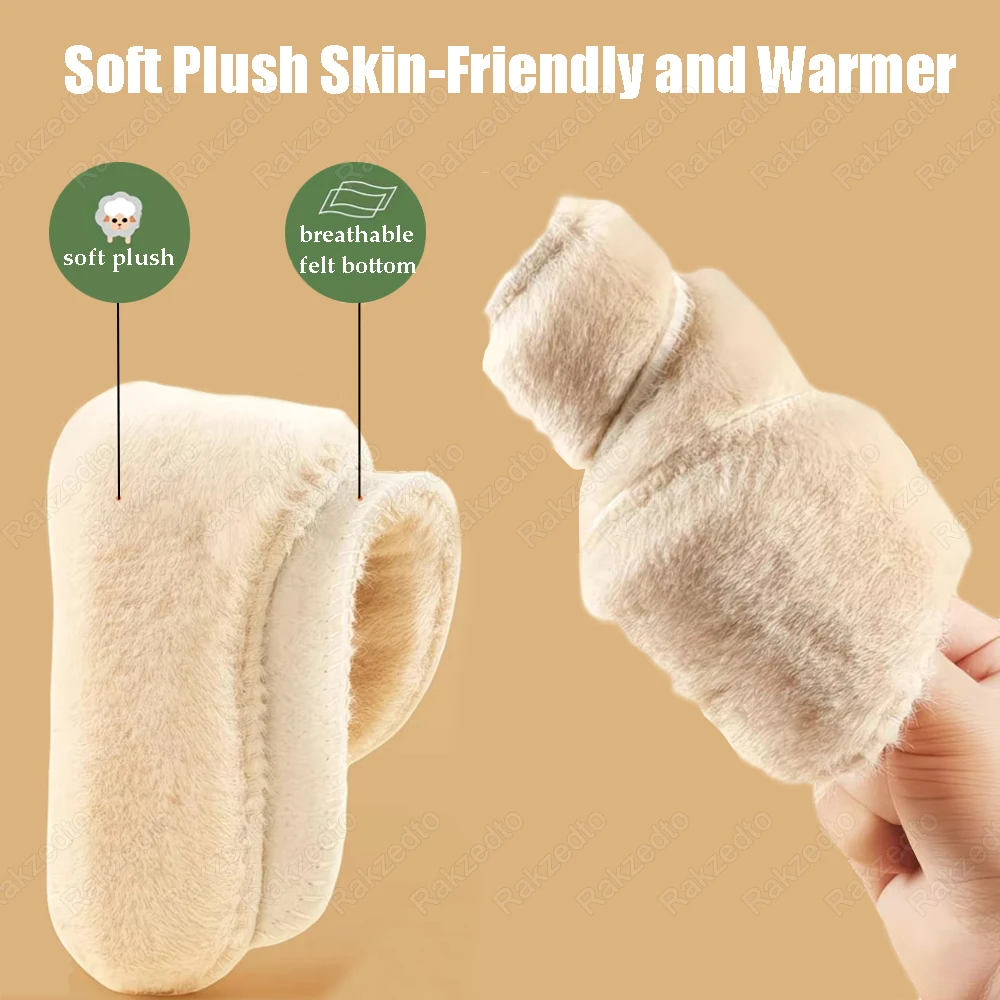 2/4 Buah Sol Dalam Sepatu Wol Felt Hangat untuk Pria Wanita, Sol Dalam Sepatu Tebal Kasmir Termal untuk Kaki, Sol Dalam Sepatu Bot Salju Musim Dingin