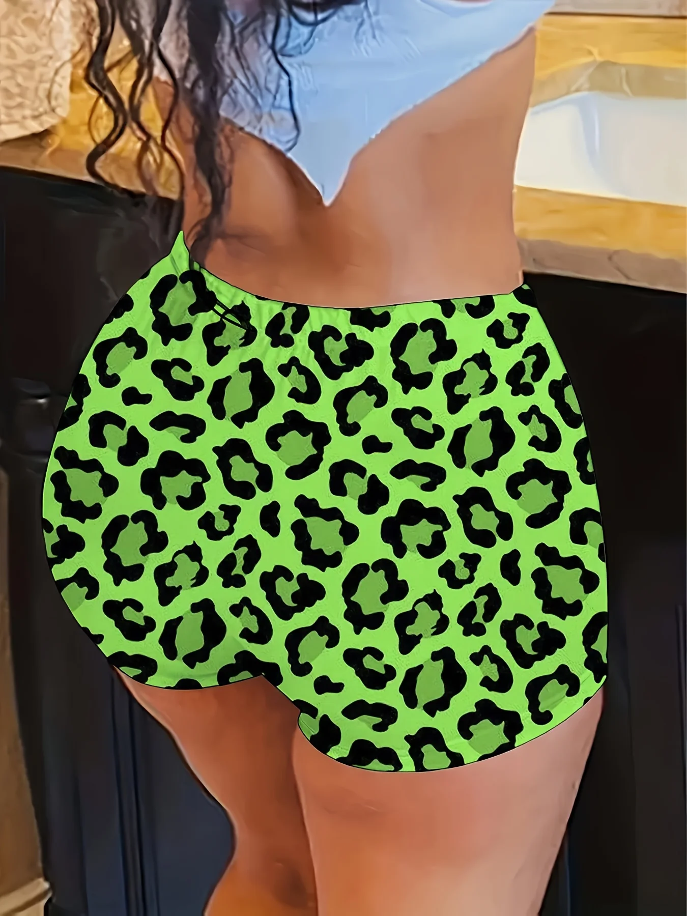 

Женские эластичные узкие брюки с леопардовым принтом Patrick Green Leopard, эластичные узкие брюки с эластичным поясом, 100% полиэстер, все тело