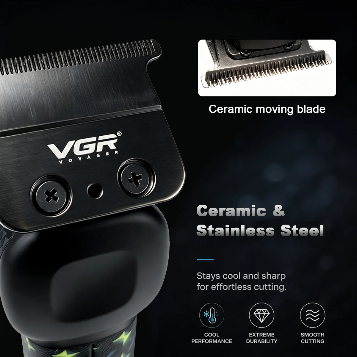 VGR V-185 Hair Trimmer for Men T-Blade 7000RPM DC Motor LCD Display 1500mAh Professional Barber Machines Electric Hair Clipper