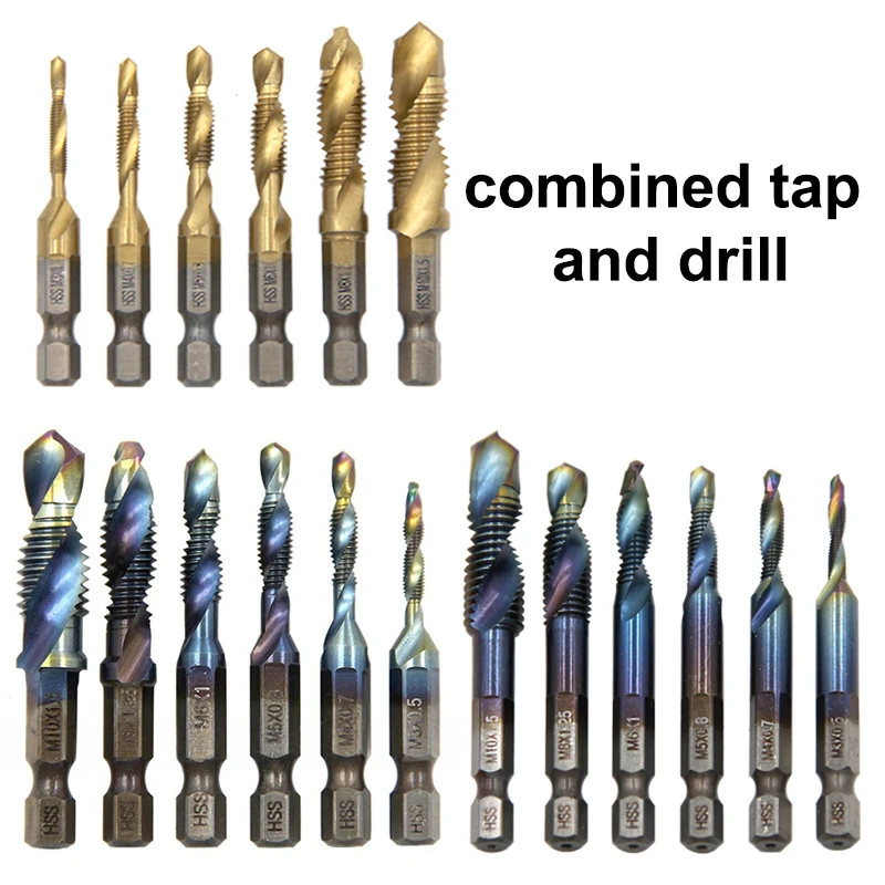 

Многофункциональный сверлильный метчик из быстрорежущей стали, встроенный спиральный метчик, ручная электрическая дрель, инструмент для снятия фаски, композитный метчик