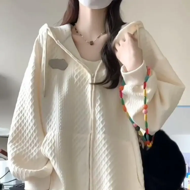 New Korean Style Hooded Cardigan Sweatshirt with a Stylish Jacket Design Super Popular Loose and Niche Top
