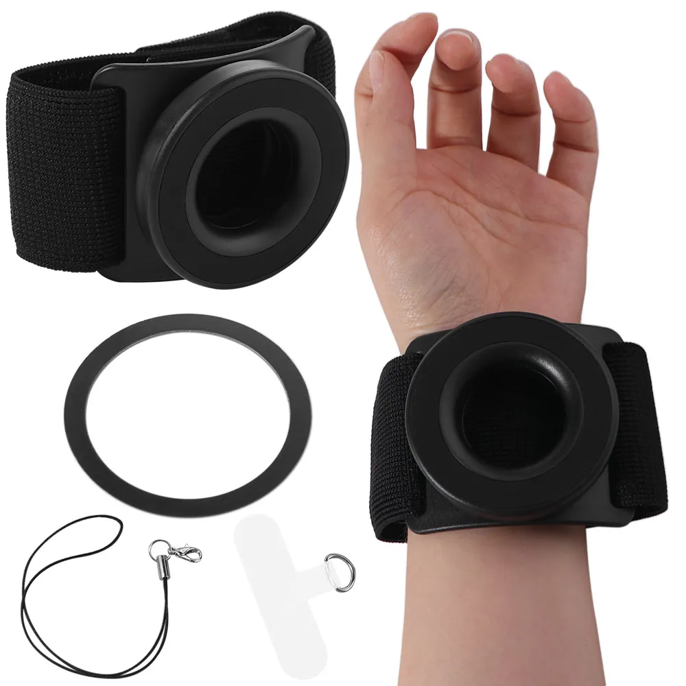 

Регулируемый браслет Магнитный ремешок на запястье Съемный 360° ° Поворотный держатель для мобильного телефона с защитой от потери веревки и ремешком