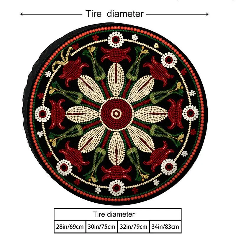 Colorful Ethnic Style Mandala Tire Cover Made Of Polyester Fiber, Dustproof And Sun-Resistant, A Unique Decoration For Your Car'