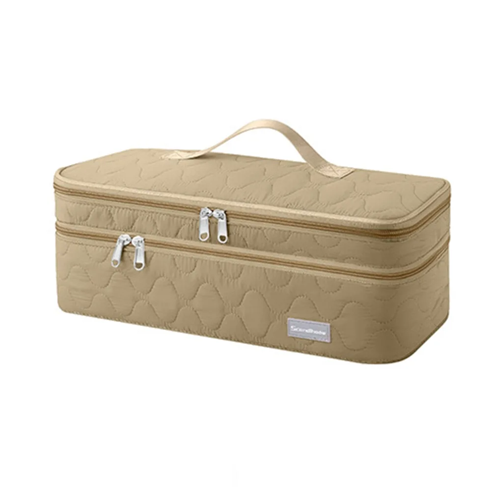 

2 Layers Portable Hair Dryer Tote Bag Multi-compartment Handheld Curling Iron Carrying Case Protective Waterproof