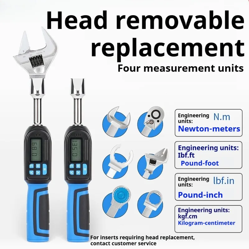 High Precision Digital Torque Wrench Replaceable Head LCD Preset Torque Tool Conversion Auto Repair Mechanical Maintenance Tool