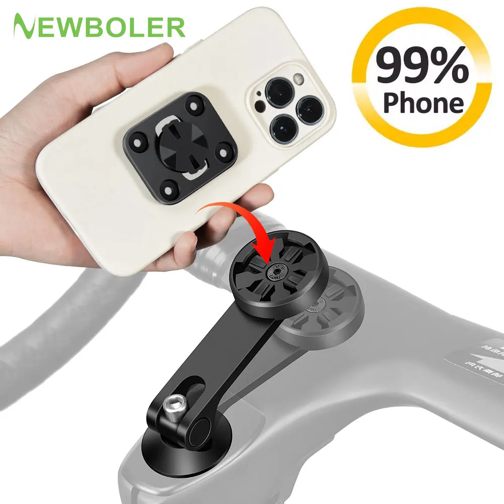 NEWBOLER Bicycle Phone Holder Aluminum Center Handlebar 180° Adjustable Bike Mobile Phone Bracket For MTB/Road Bike Holde