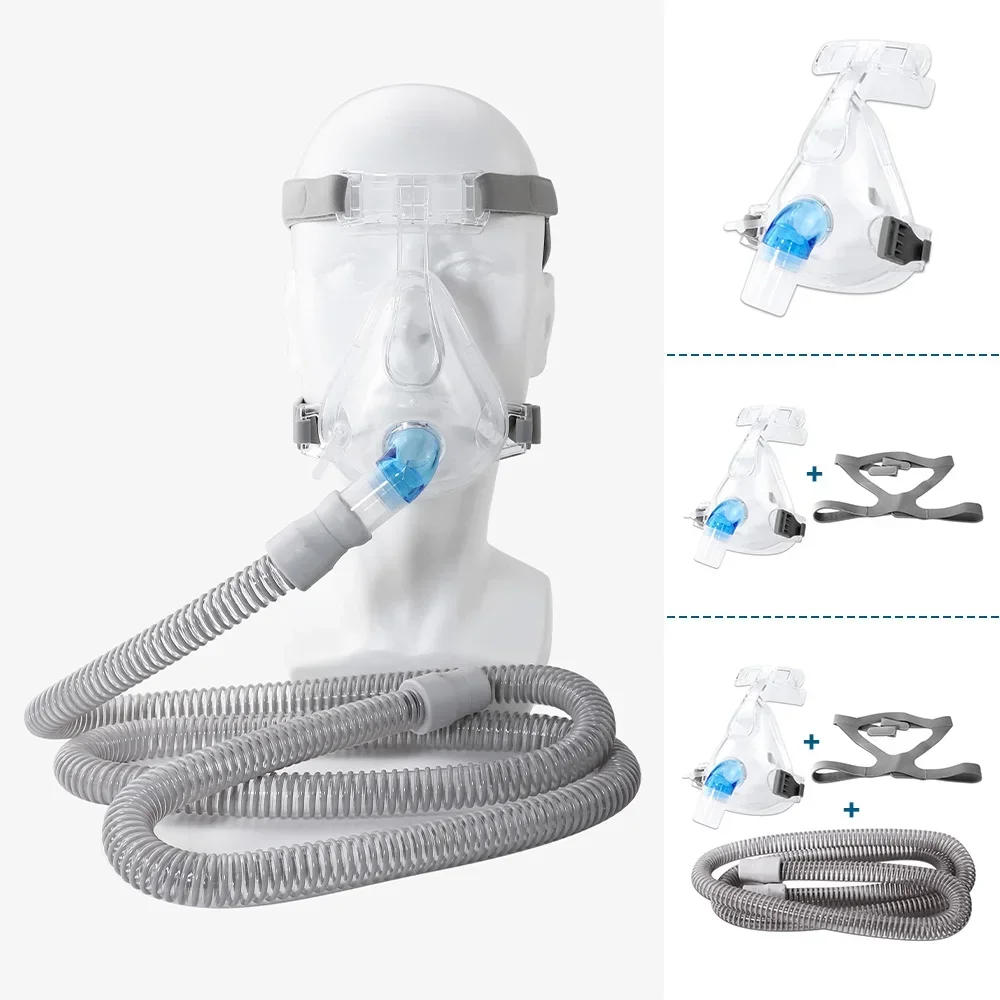 CPAP Full Face Mask Auto CPAP BiPAP With Headgear Headband Use for Cushion Travel Sleep Aid Anti Apnea Snoring Medical Air Breat