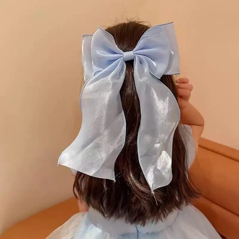 1 piece of pink mesh ribbon bow, rolled tail, elegant and gentle spring hair clip/accessory, suitable for semi naked and cute Va