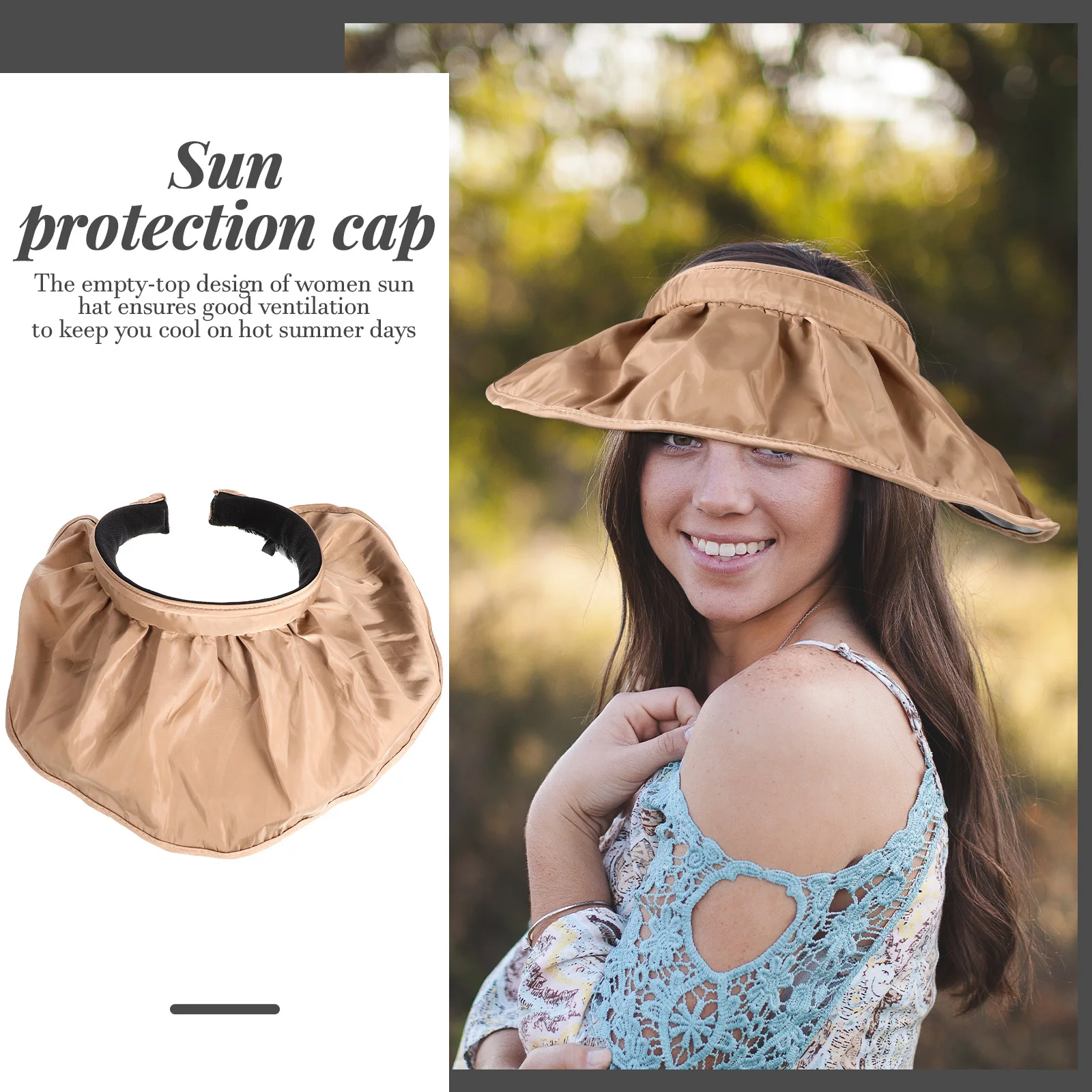 

Women Foldable Wide Brim Sun Hat Empty Shape Breathable Sweatband Uv Protection Cap Beach Women Sun Hat