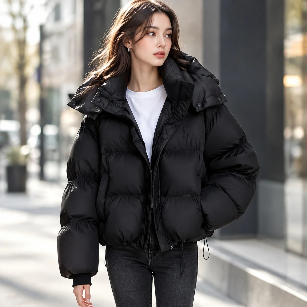 Ol Commuting Loose Fit Coat European and American with Short Length Down Jacket Elegant Commuting Women Insulated Jacket
