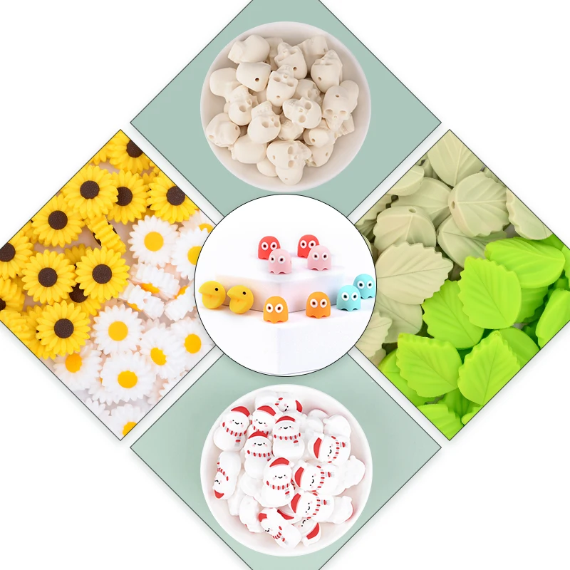 LOFCA 10pcs 14mm Hexagon Silicone Beads Food Grade  Baby Teether Baby Teething Toy BPA Free Necklace  Pendant For DIY