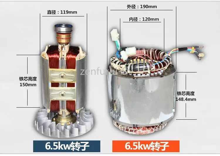 6.5kW 380V 50Hz Three Phase Rotor Stator Gasoline Generator Diesel Generator Suit for Any Chinese Brand