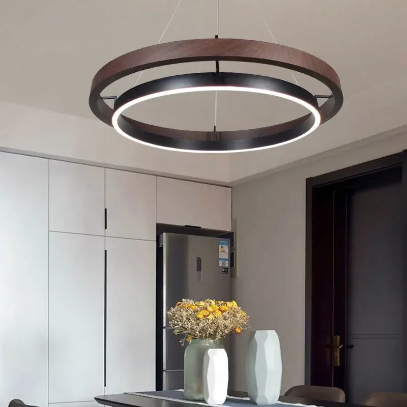 

Nordic Chandelier Dining Room Chandelier LED Bedroom Living Room Modern Double Circular Lamp Villa Kitchen Table Chandelier