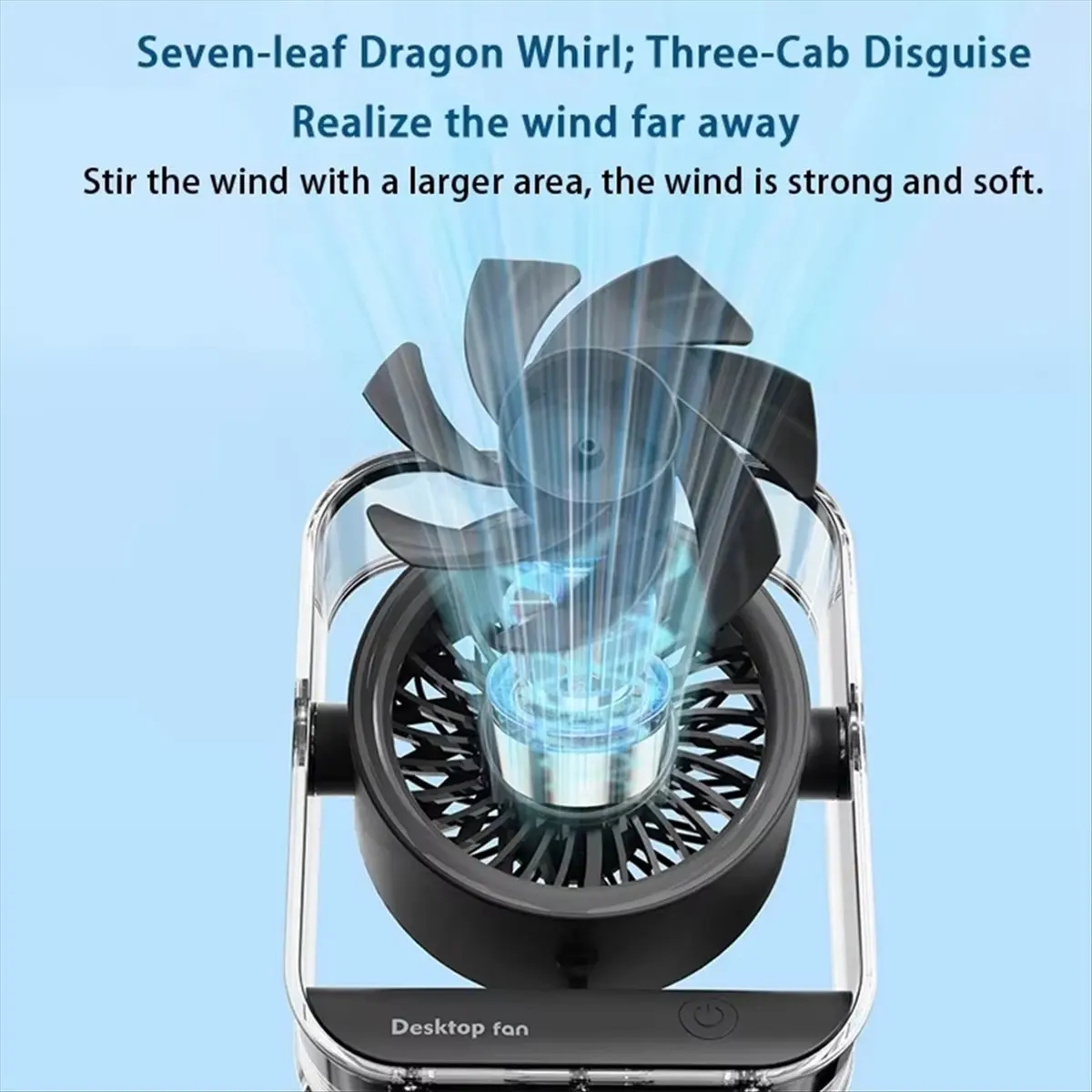 Mini Desktop Fan Office LED Digital Desktop Fan 3000mAh USB Rechargeable 100 Speeds Big Wind Quiet Circulation Fan A