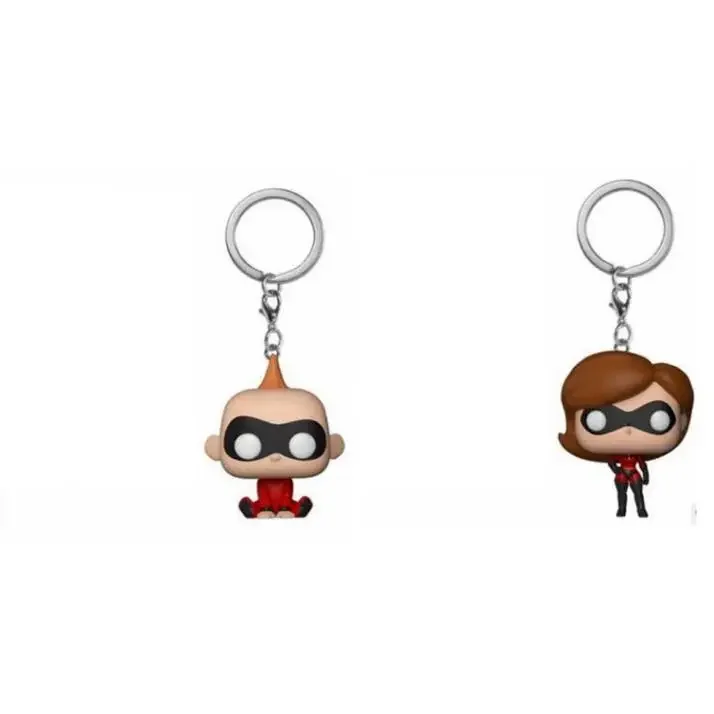 Funko pop The Incredibles 2 Keychain Toy Elastigirl Jack-Jack Pocket Keyring Bag Pendant Action Figure Toys with Retail Box