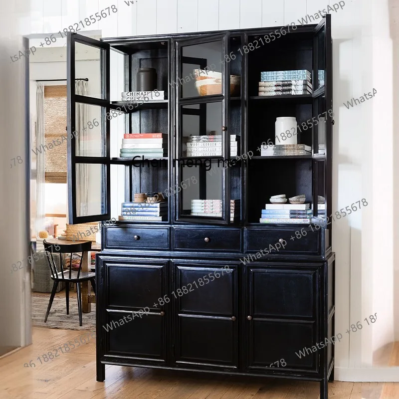 

Solid wood dining side cabinet is integrated against the wall, modern simple living room storage, storage cabinet