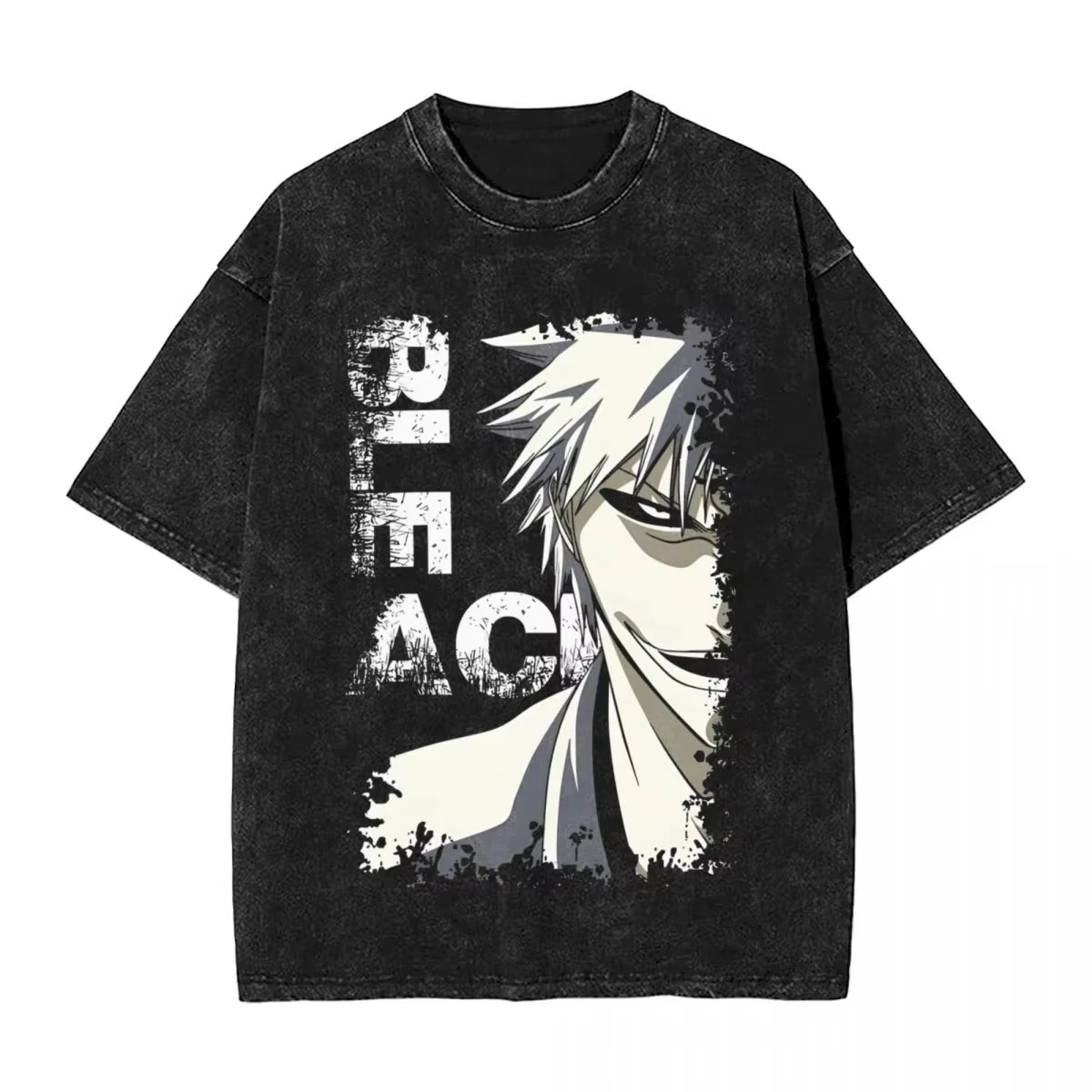 Bleach Zaraki Kenpachi T-shirt Unisex Men Women Cotton Graphic Printed Short Sleeve Vintage Washed Oversized Streetwear Top